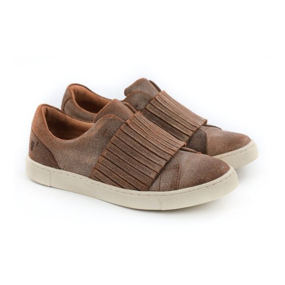 FRYE Ivy Gore Slip On Sneakers Brown Leather Chelsea Panel - Picture 1 of 10